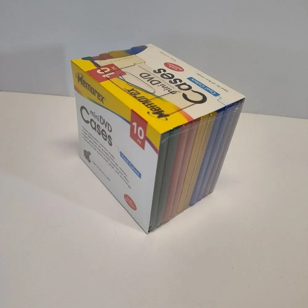 MEMOREX 10 Pack Rainbow Mini DVD Cases NEW